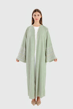Load image into Gallery viewer, Pearl Linen Abaya | Green