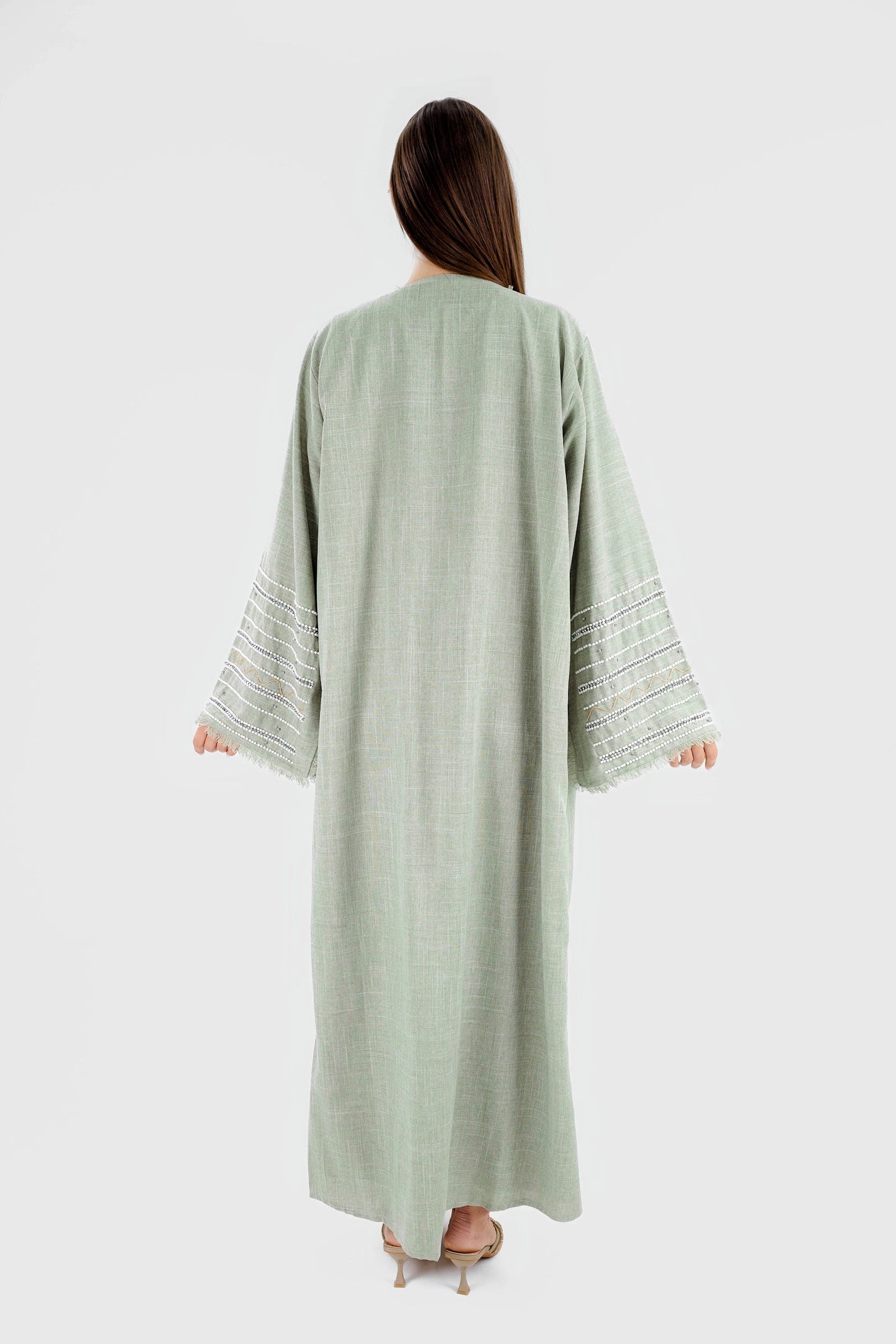 PEARL LINEN ABAYA - GREEN