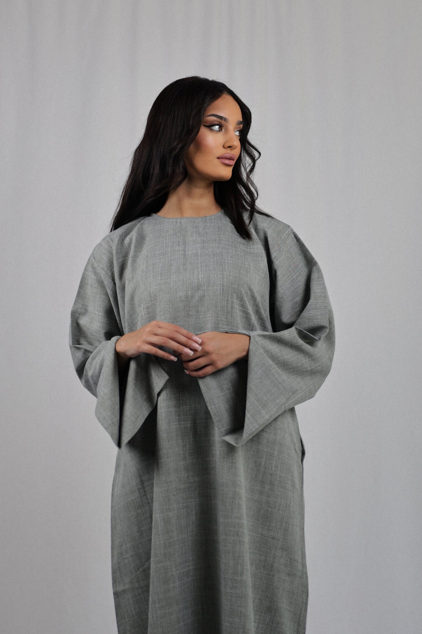 Linen Pocket Abaya | Greeneige