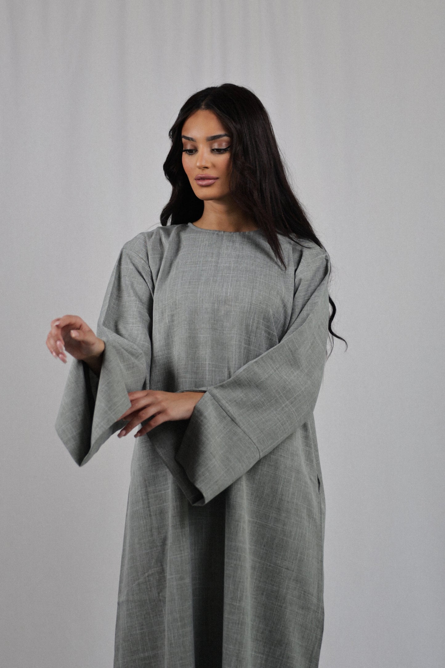 Linen Pocket Abaya | Greeneige