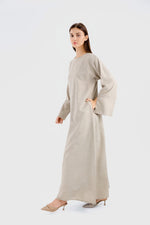 Load image into Gallery viewer, Linen Pocket Abaya | Beige