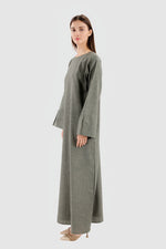 Load image into Gallery viewer, Linen Pocket Abaya | Forest