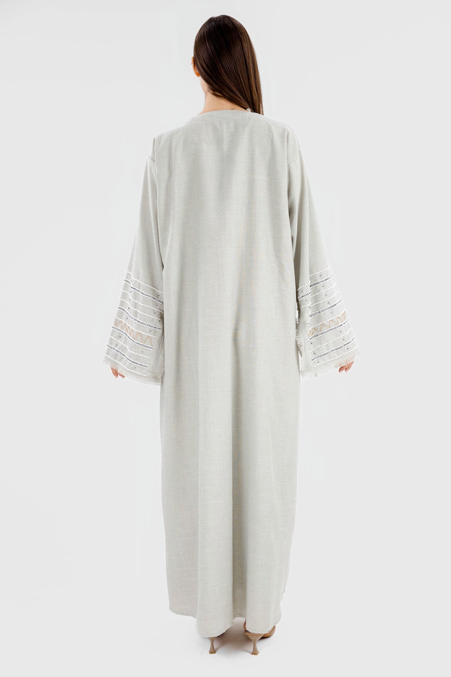 Pearl Linen Abaya - Beige