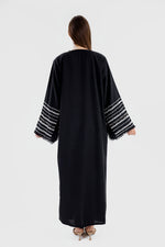 Load image into Gallery viewer, Pearl Linen Abaya | Black