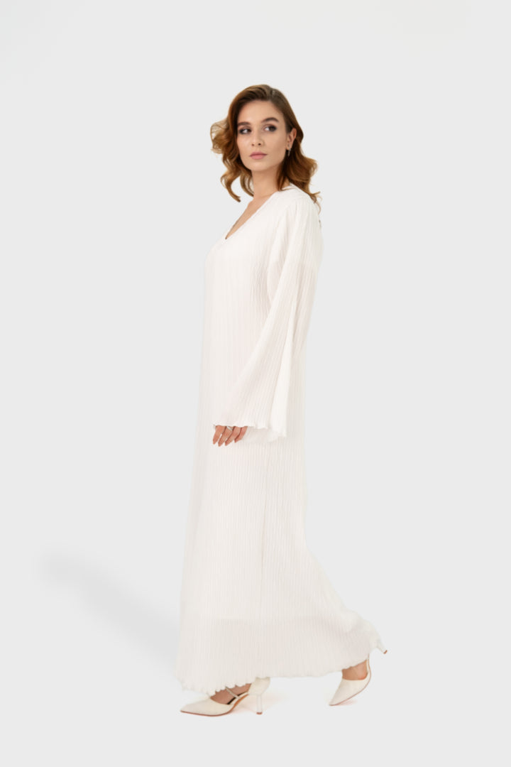 Pleated Dress | White