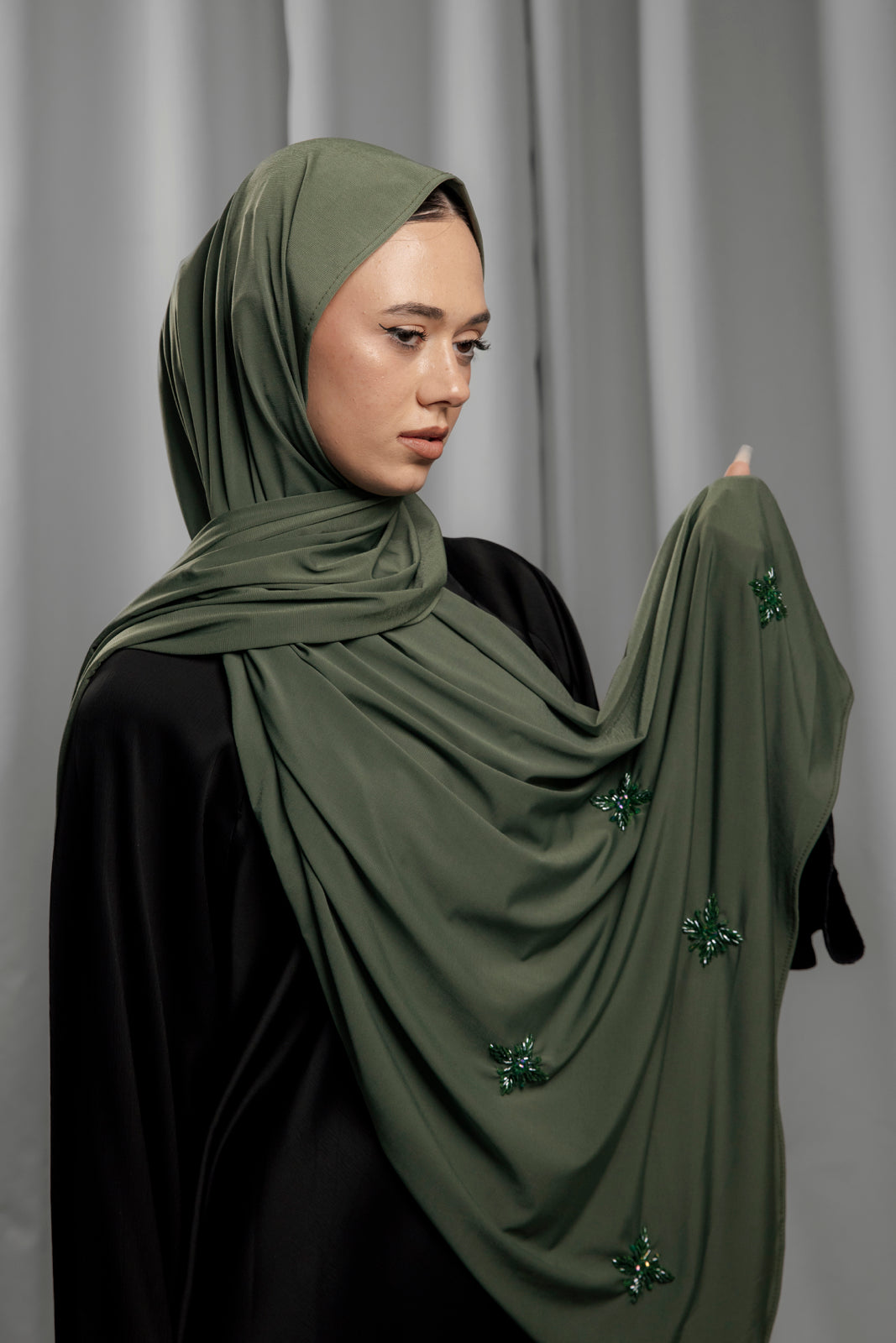 Premium Jersey Handmade Diamond - Olive Emerald
