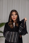 Pearl Linen Abaya - Black