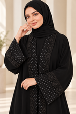 Bild in den Galerie-Viewer laden, Élodie Noir – Luxury Polka-Dot Lace Abaya