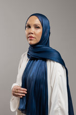 Load image into Gallery viewer, Organza Hijab | Deep Ocean Blue
