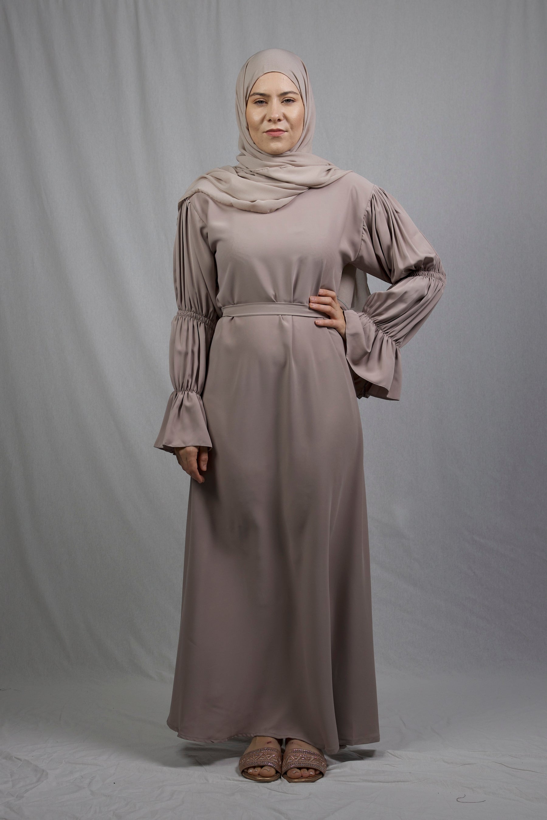 Ruffle Abaya - Dusty Rose