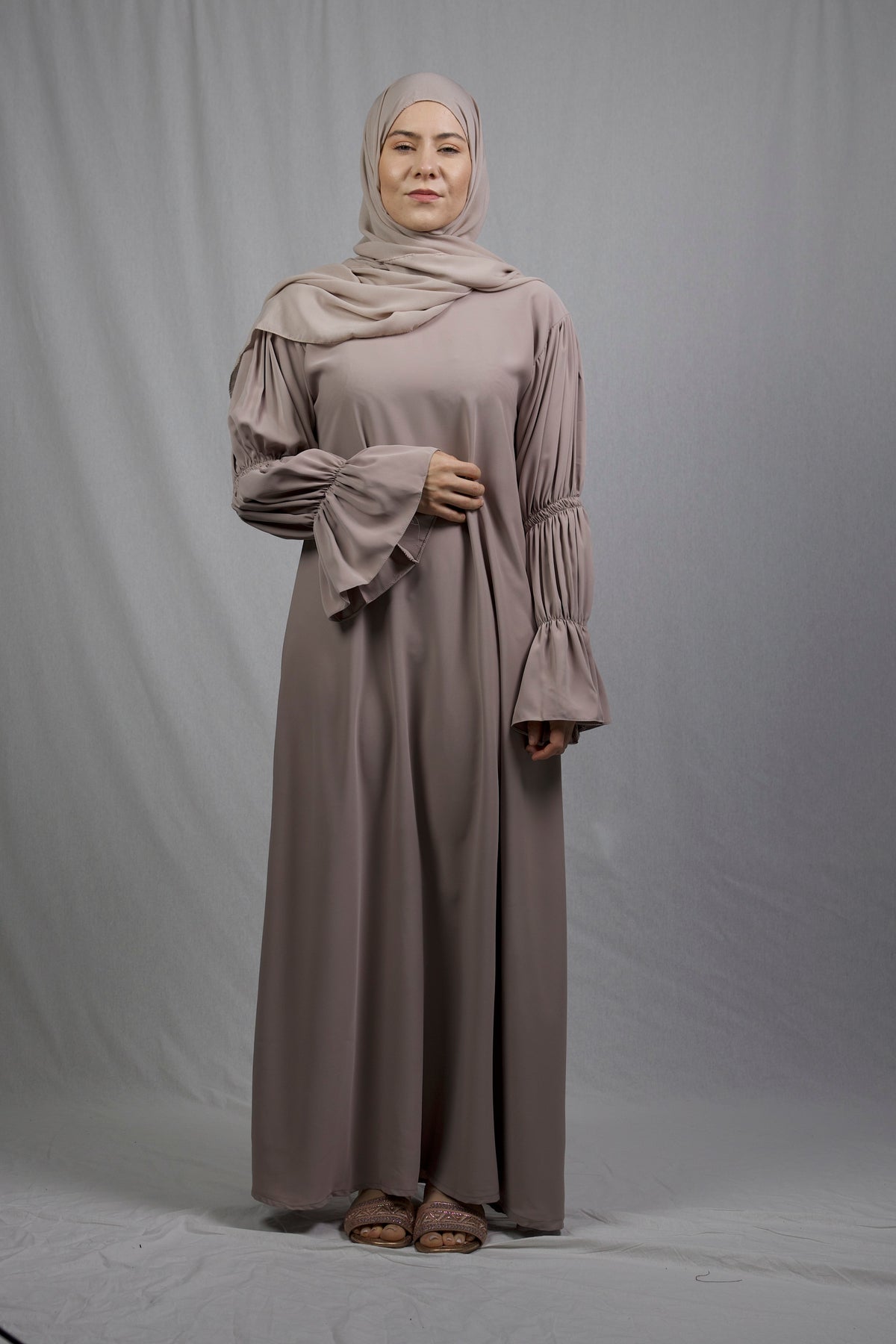 Ruffle Abaya - Dusty Rose