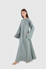 Bild in den Galerie-Viewer laden, Leinen-Abaya mit Tasche | Greeneige 

