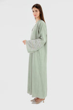 Load image into Gallery viewer, Pearl Linen Abaya | Green
