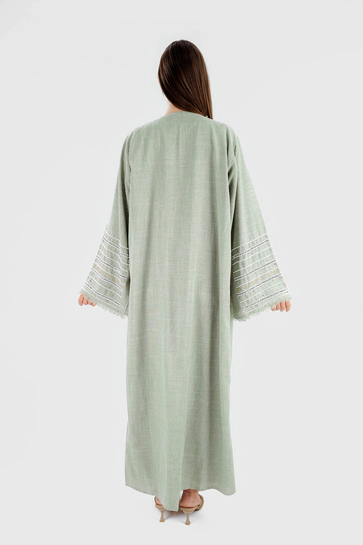 Pearl Linen Abaya | Green
