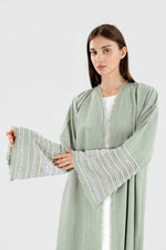 Load image into Gallery viewer, Pearl Linen Abaya | Green
