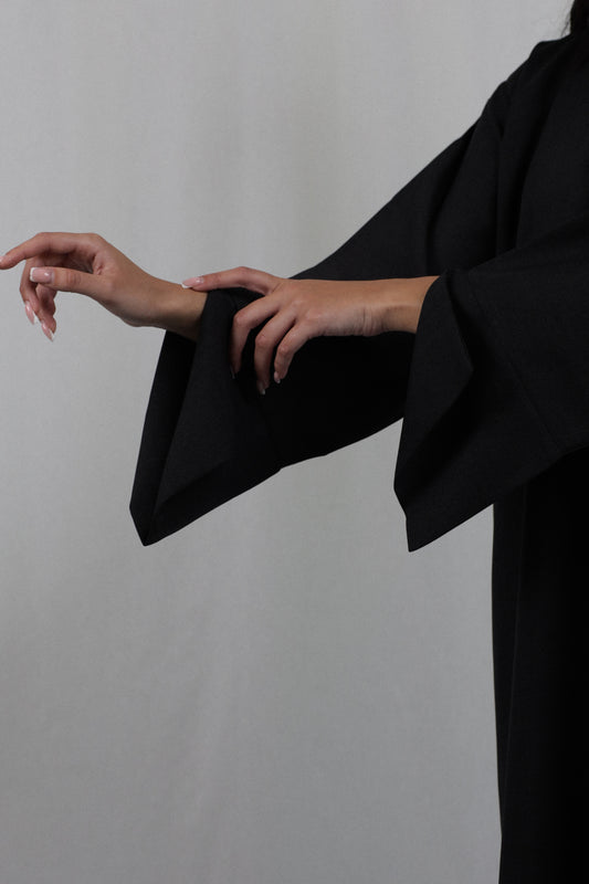 Linen Pocket Abaya | Black