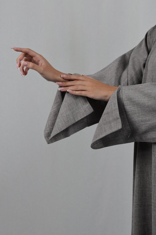 Linen Pocket Abaya - Breige