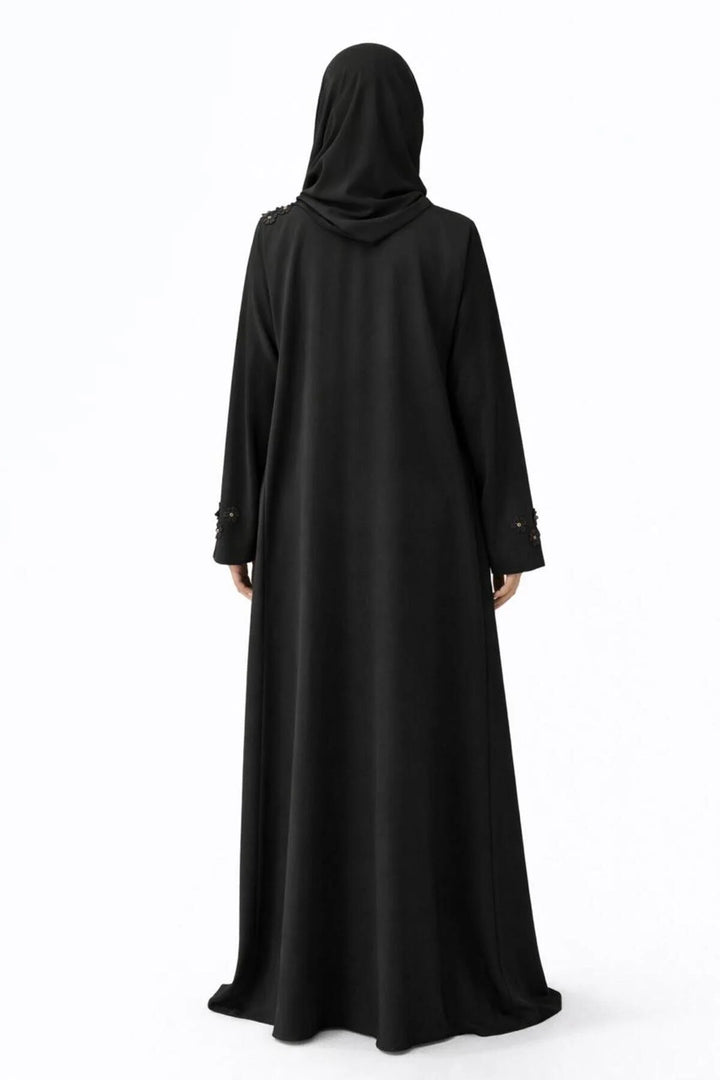 Floralina Floral Button Abaya – Flower Embellished Modest Abaya