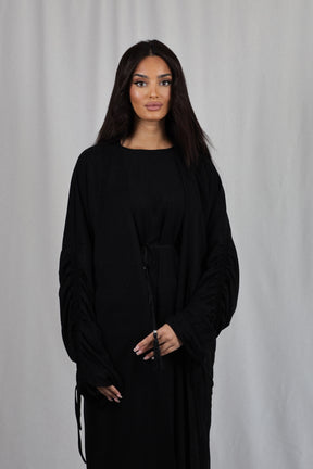 Arm Stringed Abaya | Black