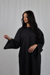 Linen Pocket Abaya | Black