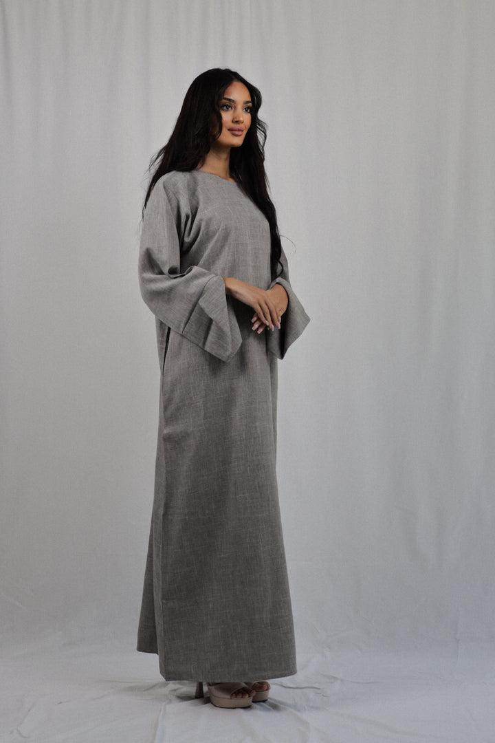 Linen Pocket Abaya | Breige