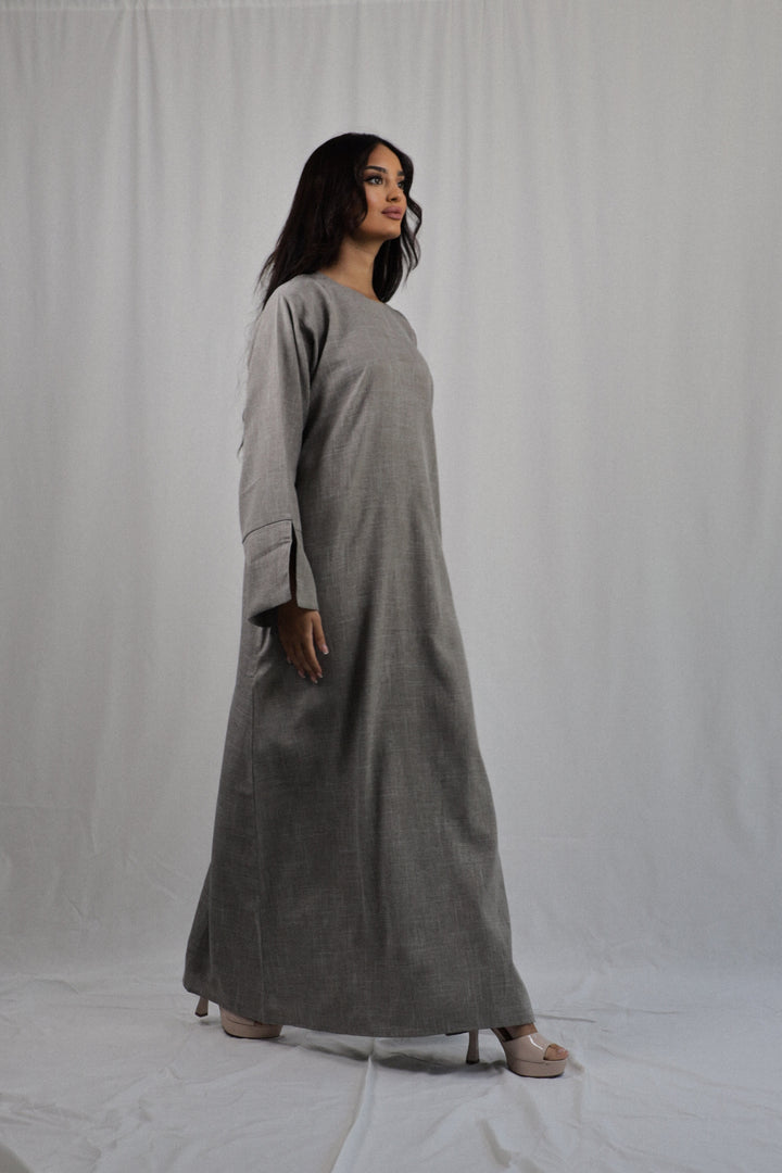 Linen Pocket Abaya | Breige
