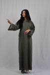 Linen Pocket Abaya - Forest