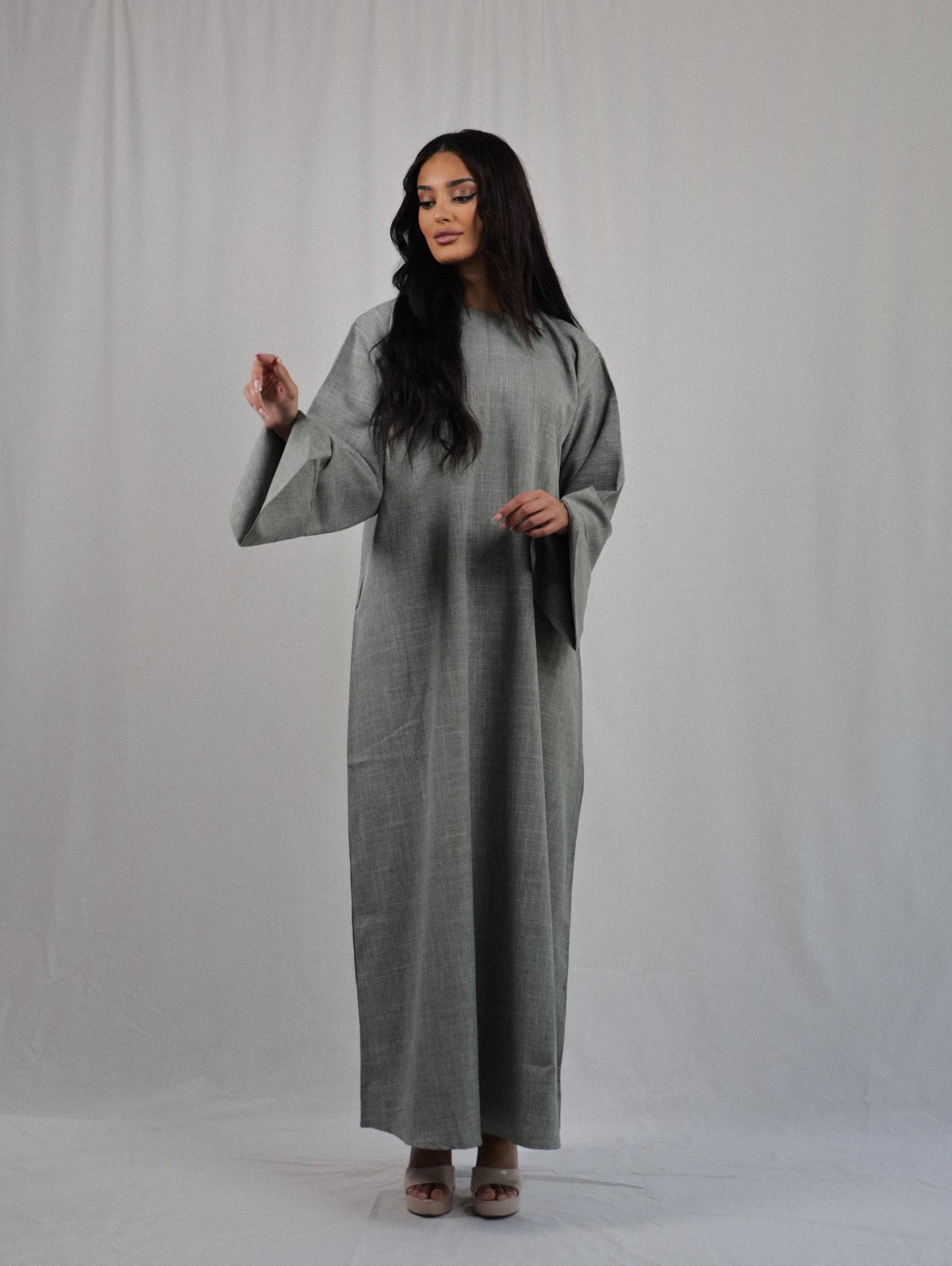 Linen Pocket Abaya | Greeneige