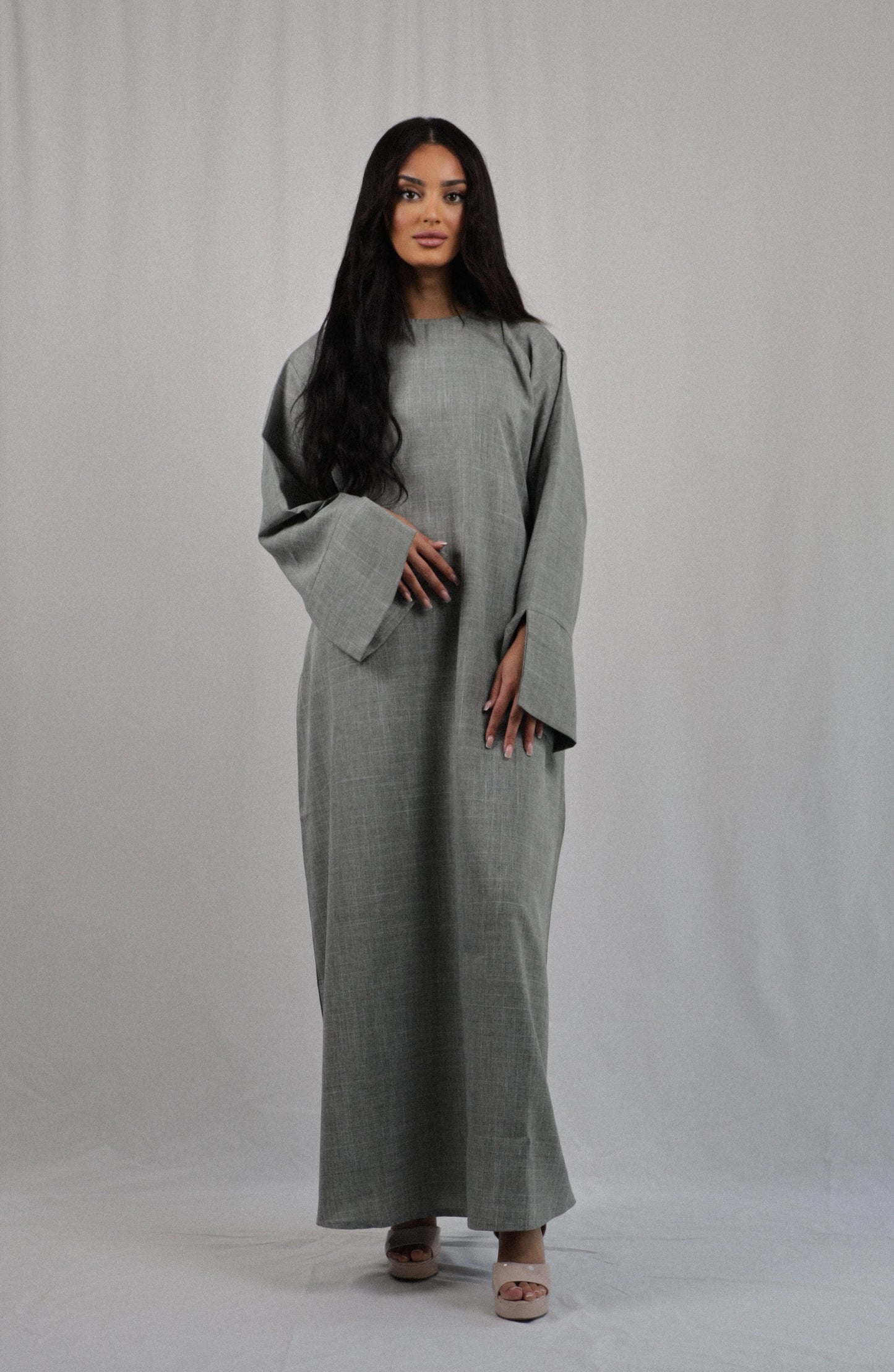 Linen Pocket Abaya | Greeneige