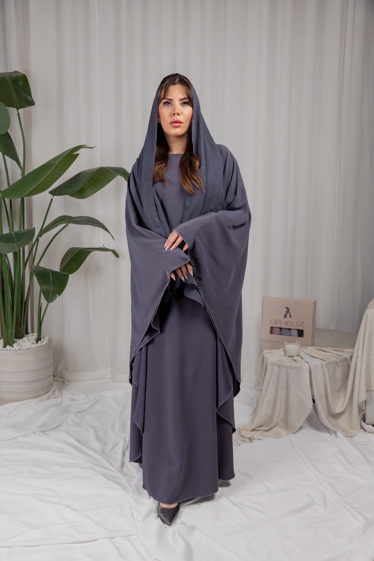 Butterfly Abaya - Grey