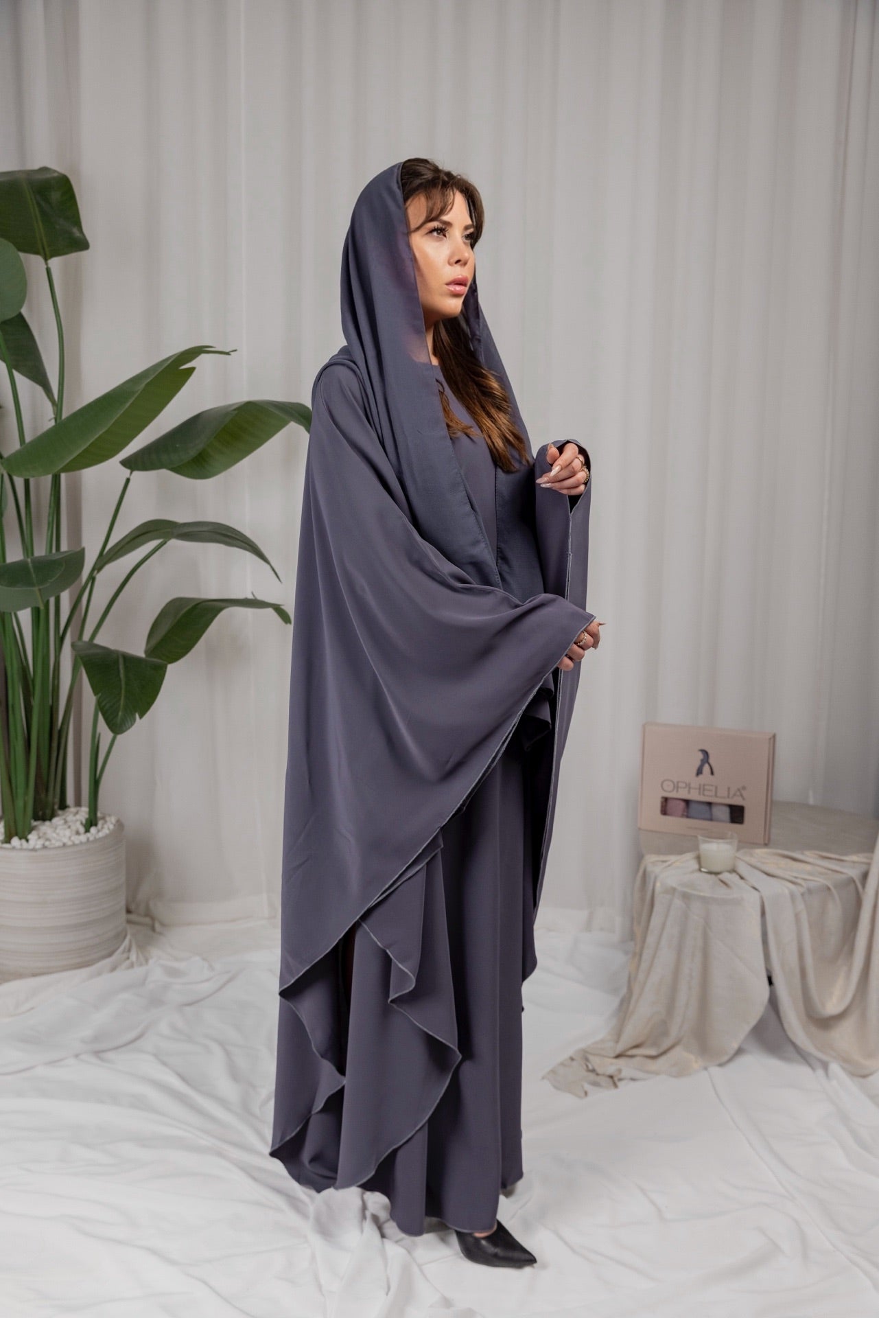 Butterfly Abaya - Grey