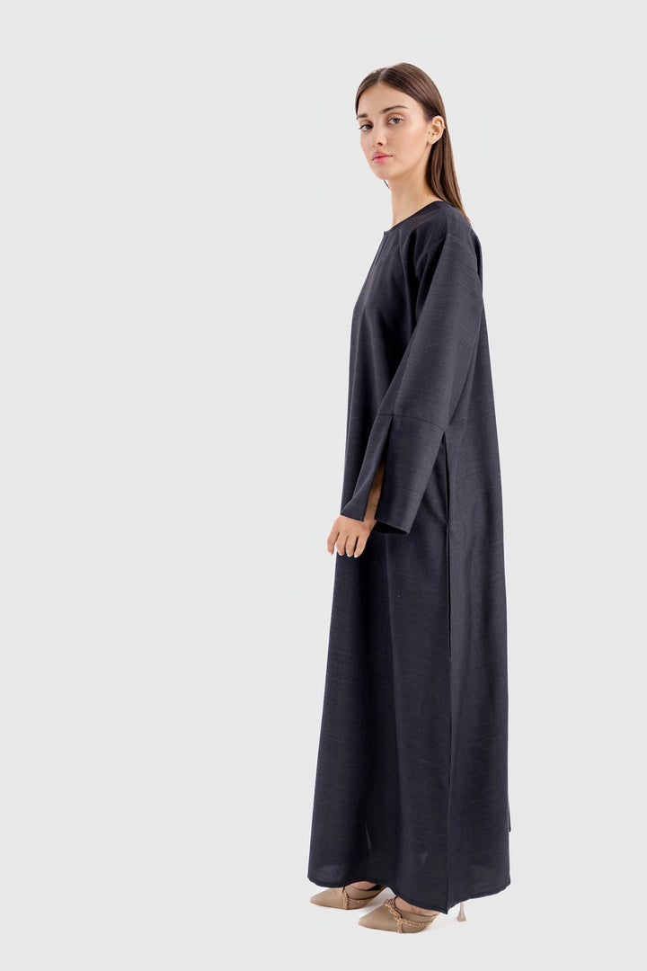Linen Pocket Abaya | Black
