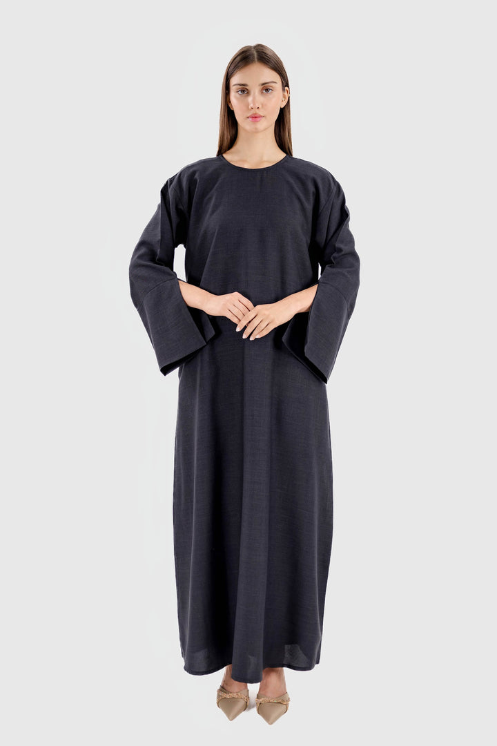 Linen Pocket Abaya | Black