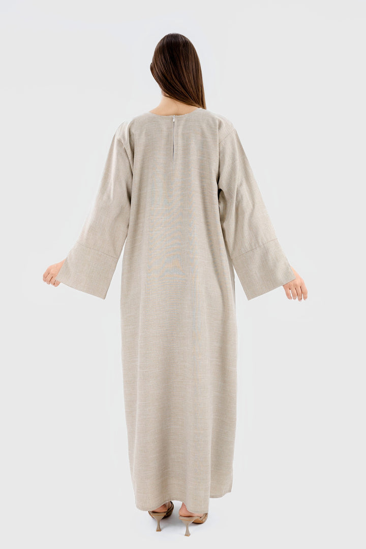Linen Pocket Abaya | Beige