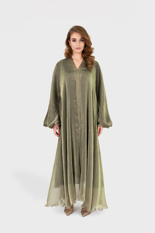Luna  Abaya | Olive sheen