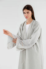 Charger l&#39;image dans la visionneuse de galerie, Pearl Linen Abaya | Soft Green
