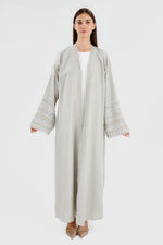 Charger l&#39;image dans la visionneuse de galerie, Pearl Linen Abaya | Soft Green
