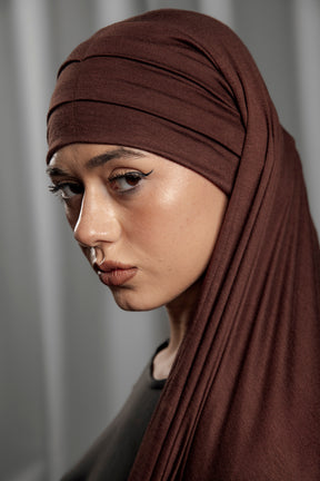 Pre-Tied Hijab -  Deep Brown