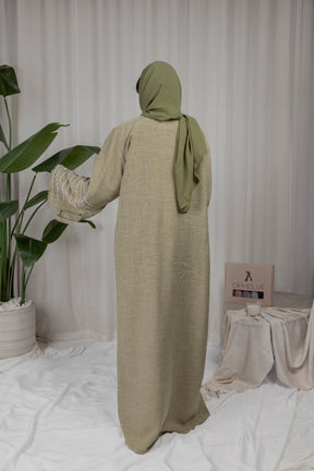 Pearl Linen Abaya - Green