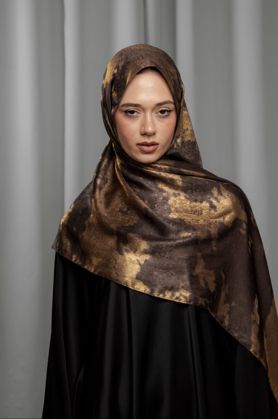 Luxury Series Hijab -  Midnight Gold