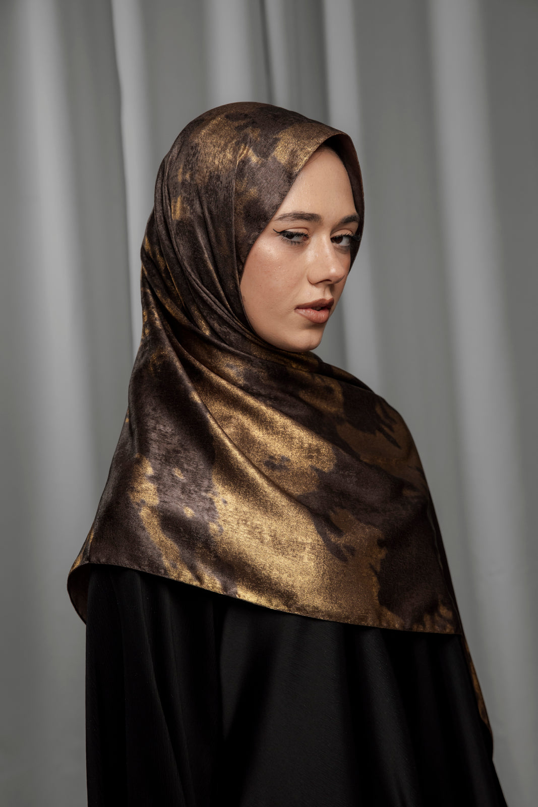 Luxury Series Hijab -  Midnight Gold