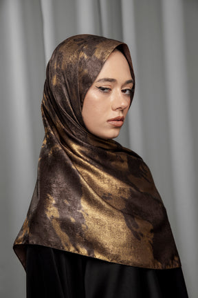 Luxury Series Hijab -  Midnight Gold